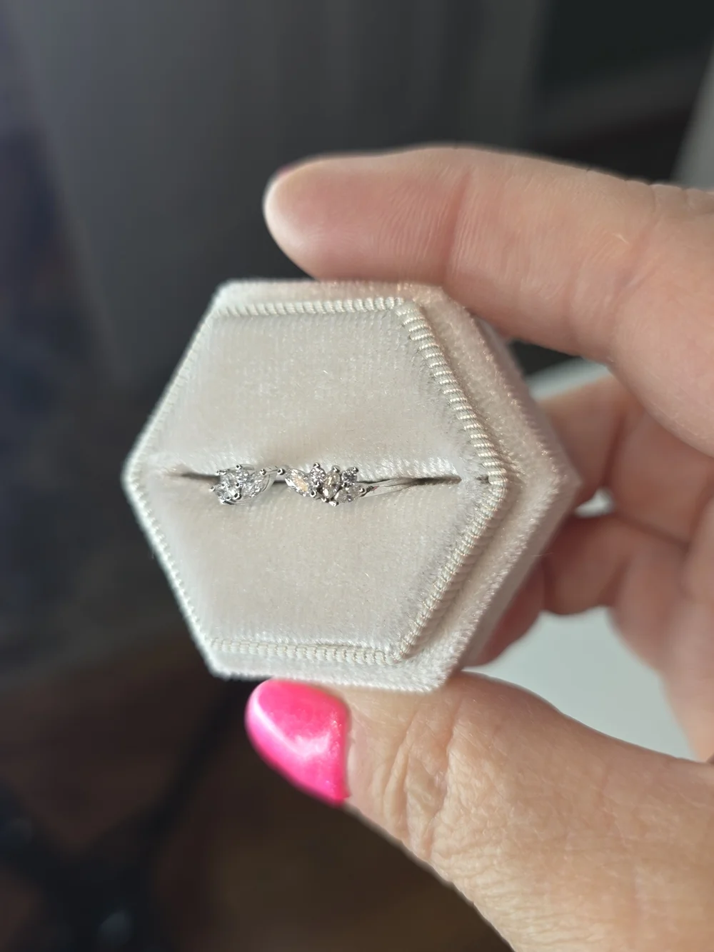 Lab Created Moissanite Diamonds .925 Sterling Silver Marquise Open Band Ring 9.5